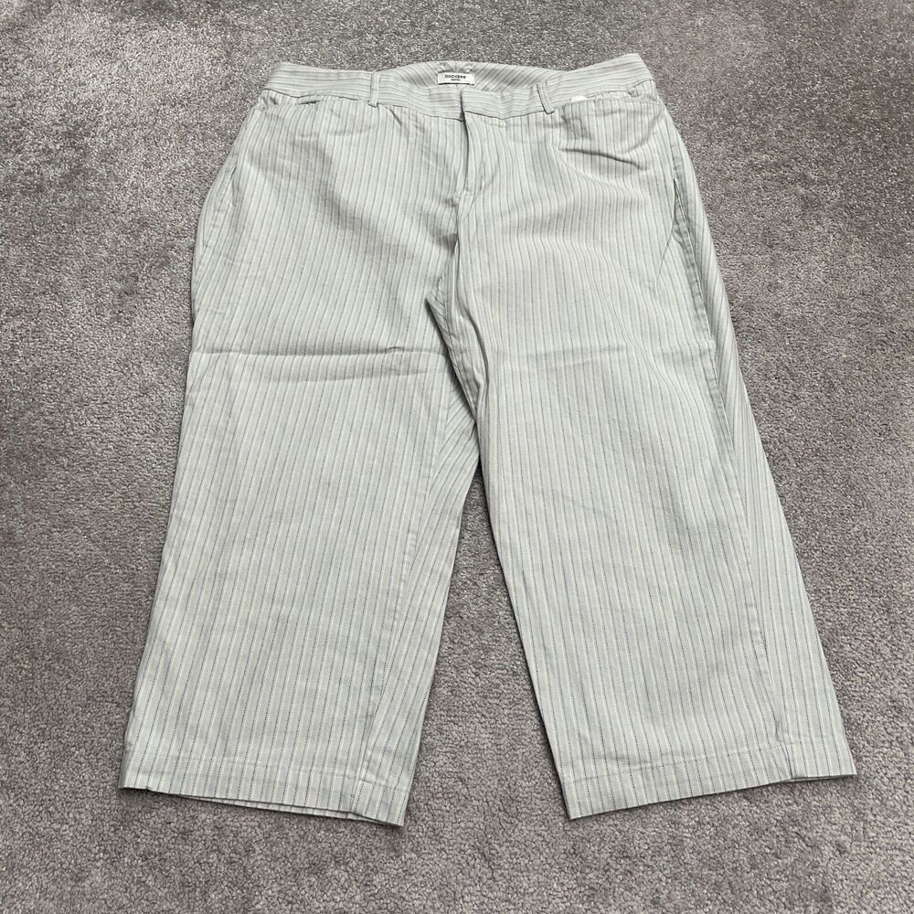 Dockers Metro Capri Pants Womens 16W Light Blue Striped Individual Fit 36x21